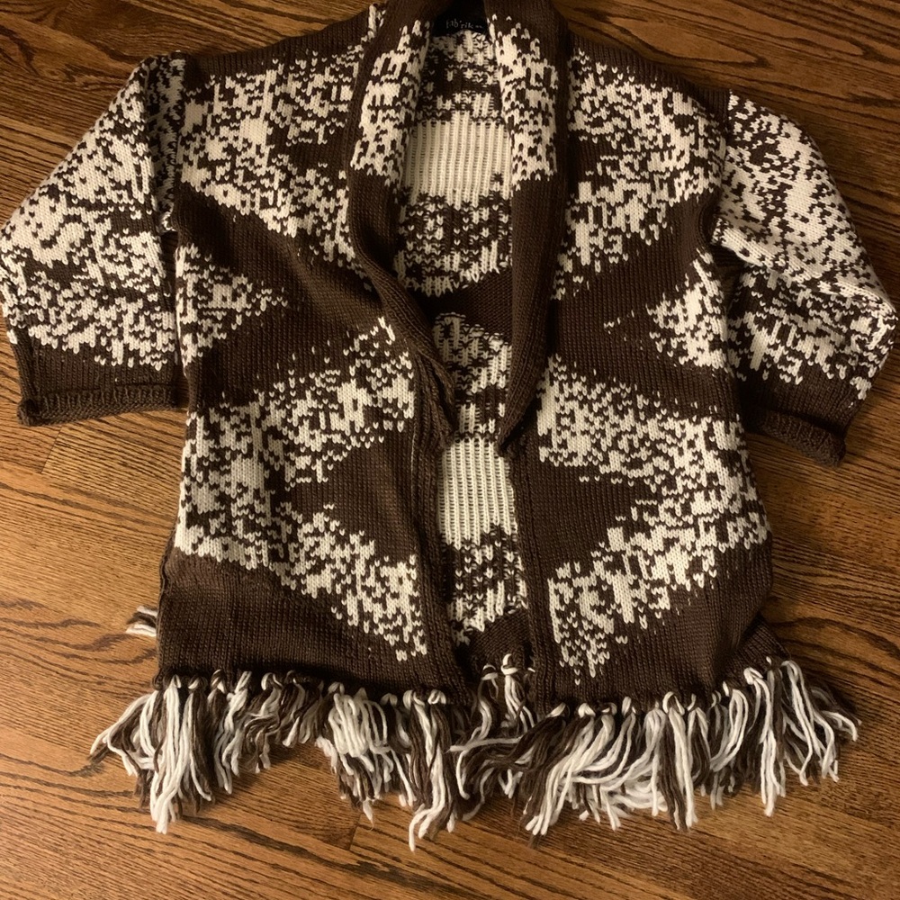 Fabrik open cardigan fringe sweater. Cozy and chic!
